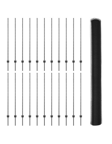 Recinzione con Posto Grigio 1,4 x 50 m Acciaio e PVC