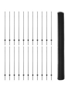 Recinzione con Posto Grigio 1,5 x 50 m Acciaio e PVC