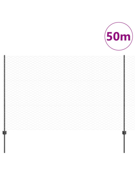 Coni di Recinzione  22 pcs U-Channel Grigio 150 cm Acciaio, Recinto Esagonale  Grigio 1.5x50 m Acciaio