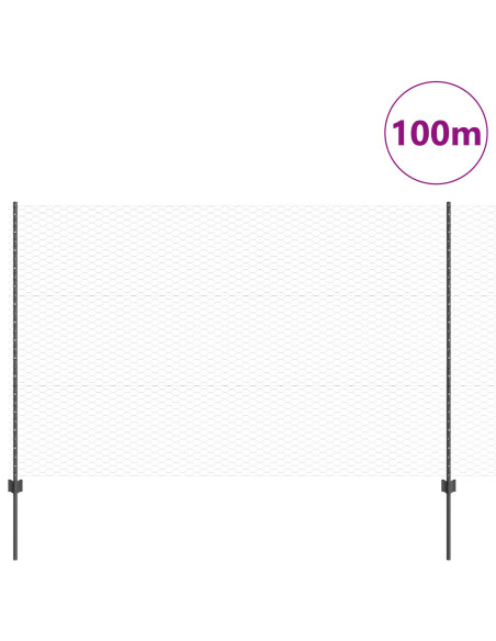 Recinzione con Posto Grigio 1,5 x 100 m Acciaio e PVC