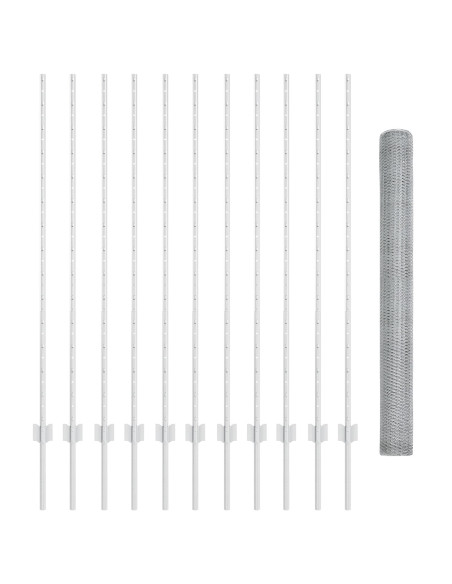 Posti per Recinzione  22 pcs U-Channel 140 cm Acciaio Galvanizzato, Recinzione Esagonale  1.4x25 m Acciaio Galvanizzato
