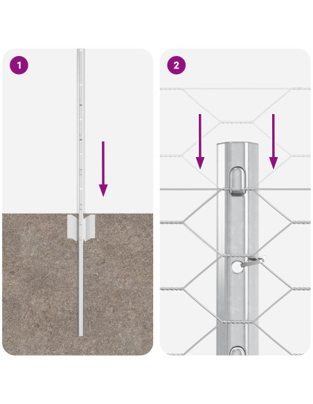 Posti per Recinzione  11 pz U-Channel 40 cm Acciaio Galvanizzato, Recinzione Esagonale  0.4x50 m Acciaio Galvanizzato