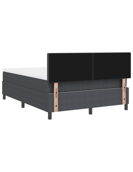 Letto a molle con testiera Grigio Scuro e Bianco 140 x 200 cm