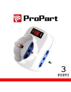 ProPart Adattatore 3pos bipasso/schuko spina10A rotante + inter.