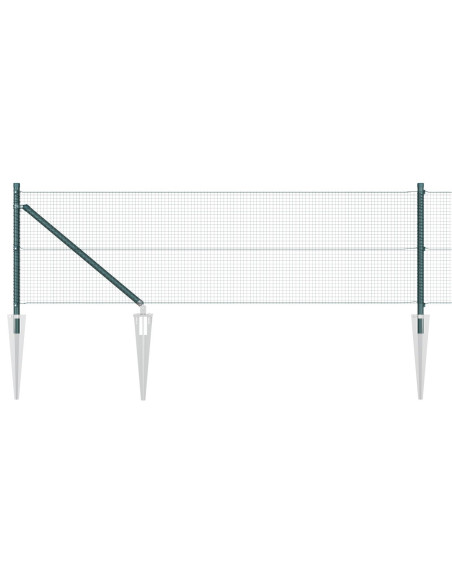 Recinzione in Filo Saldato  con 7 Picchetti Verde 0.6x10 m Acciaio