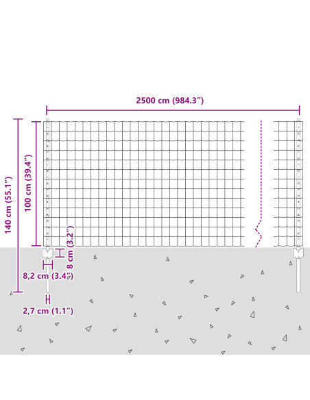 Set di Recinzione Set di 2 Acciaio zincato 25 x 1 m Robusto