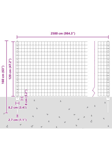 Recinzione con Posto Argento 1,2 x 25 m Acciaio