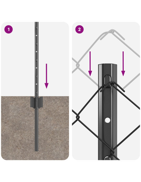 Set di Recinzione da Giardino  Set di 2 Grigio Acciaio Zincato