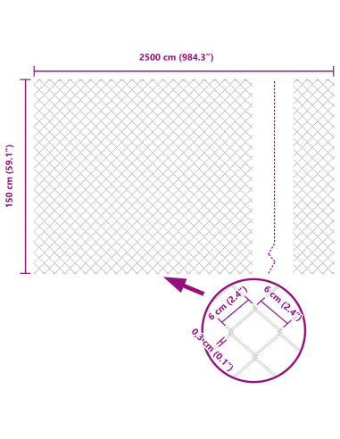 Recinzione con Posto Grigio 1,5 x 25 m Acciaio