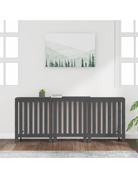 Copertura Termosifone Grigia 210x21x85 cm Legno Massello Pino