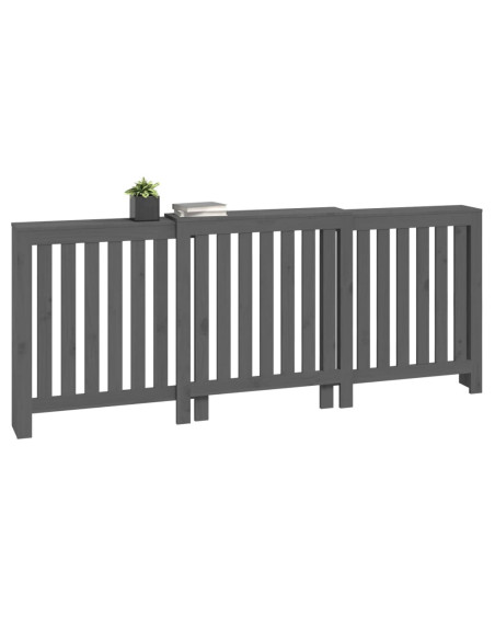 Copertura Termosifone Grigia 210x21x85 cm Legno Massello Pino