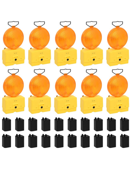 Lampeggianti da Cantiere 10 pz con Batterie 18x8x37 cm