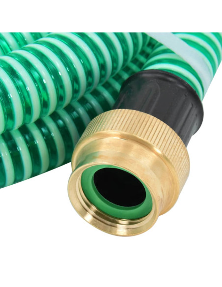 Tubo di Aspirazione con Raccordi in Ottone Verde 1,1" 4 m PVC