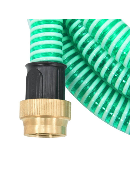 Tubo di Aspirazione con Raccordi in Ottone Verde 1,1" 4 m PVC