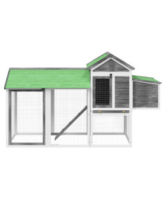 Pollaio Grigio 193x65x117 cm in Legno Massello di Pino 2