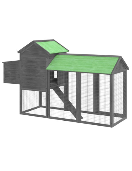 Pollaio Grigio 193x65x117 cm in Legno Massello di Pino