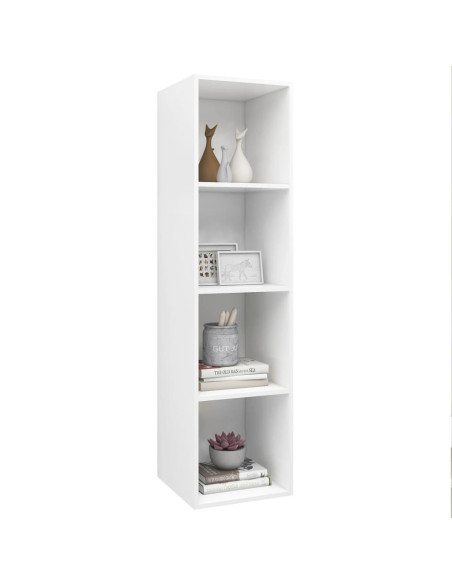 Mobile TV da Parete Bianco 37x37x142,5 cm in Legno Multistrato