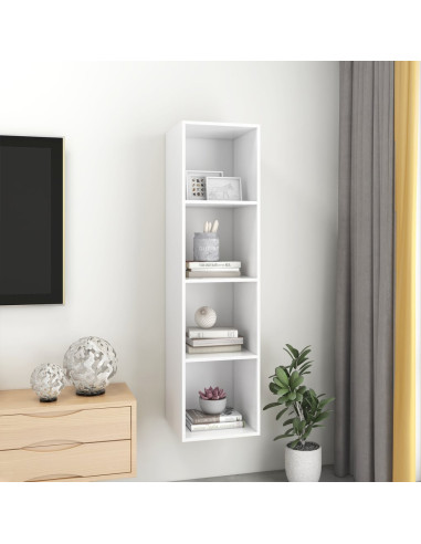 Mobile TV da Parete Bianco 37x37x142,5 cm in Legno Multistrato