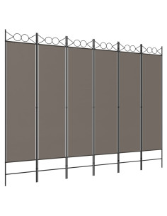 Divisorio a 6 Pannelli Antracite 240 x 220 cm Tessuto