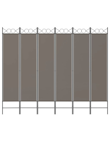 Divisorio a 6 Pannelli Antracite 240 x 220 cm Tessuto