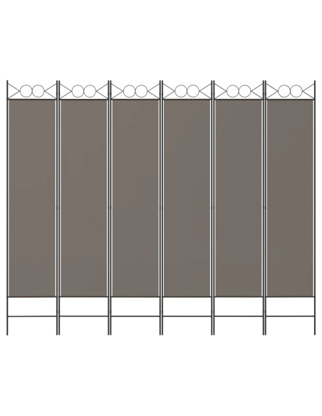 Divisorio a 6 Pannelli Antracite 240 x 220 cm Tessuto