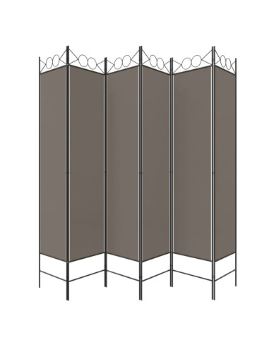 Divisorio a 6 Pannelli Antracite 240 x 220 cm Tessuto
