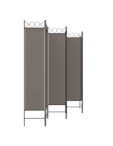 Divisorio a 6 Pannelli Antracite 240 x 220 cm Tessuto