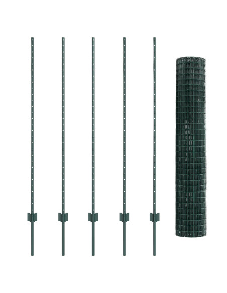 Recinzione con Posto Verde 1,4 x 10 m Acciaio e PVC