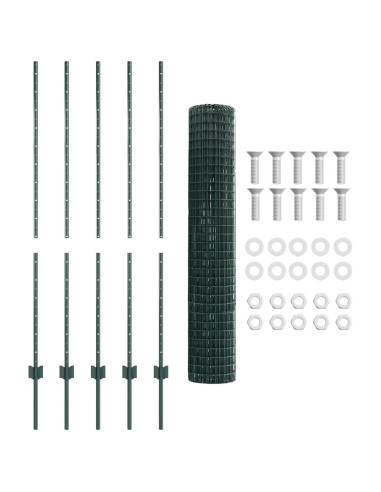 Recinzione con Posto Verde 1,4 x 10 m Acciaio e PVC