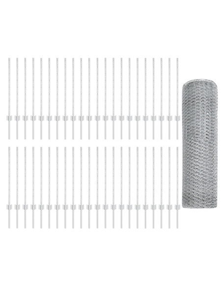 Poste per Recinzione  11 pezzi U-Channel 80 cm Acciaio Galvanizzato, Recinzione Esagonale  0,8x100 m Acciaio Galvanizzato
