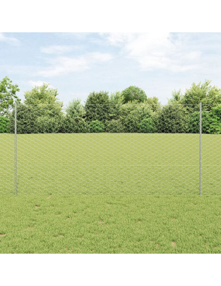 Post di recinzione  22 pz U-Channel 120 cm Acciaio zincato, Recinzione esagonale  1.2x100 m Acciaio zincato