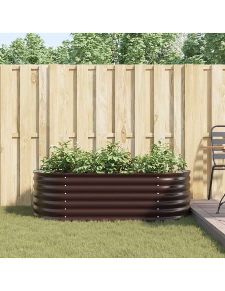 Letto da Giardino Rialzato Marrone 160x80x44 cm in Acciaio Galvanizzato