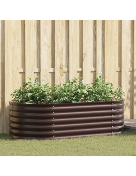 Letto da Giardino Rialzato Marrone 160x80x44 cm in Acciaio Galvanizzato