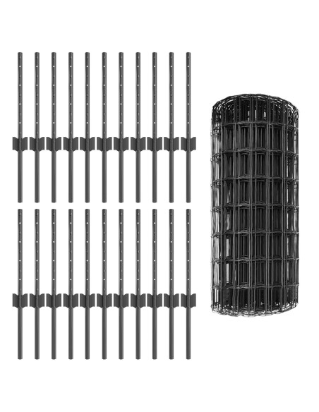 Recinzione con Posto Grigio 0,4 x 50 m Acciaio e PVC