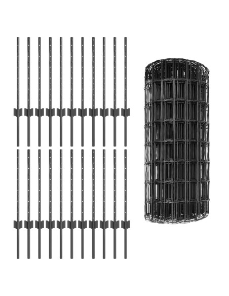 Recinzione Euro Set di 3 Grigia Metallo rivestito in PVC