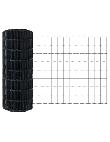 Recinzione con Posto Grigio 0,6 x 50 m Acciaio e PVC