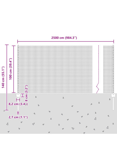 Recinzione con Posto Argento 1 x 25 m Acciaio