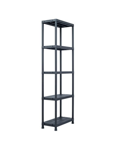Scaffali 5 pz Nero 125 kg 60x30x180 cm in Plastica
