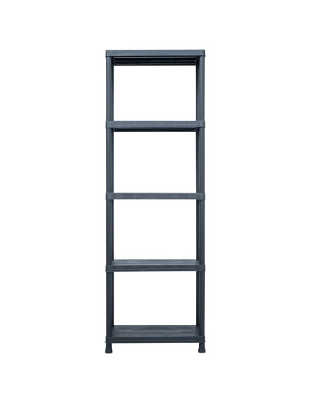 Scaffali 5 pz Nero 125 kg 60x30x180 cm in Plastica