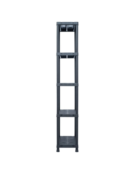 Scaffali 5 pz Nero 125 kg 60x30x180 cm in Plastica