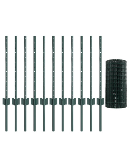 Recinzione Euro  Set di 2 Verde Acciaio 25 x 0.6 m Resistente
