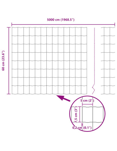 Recinzione con Posto Verde 0,6 x 50 m Acciaio e PVC