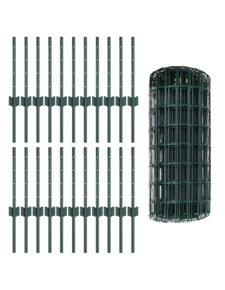 Recinzione Euro  Set di 3 Verde Acciaio, rivestimento in PVC Media