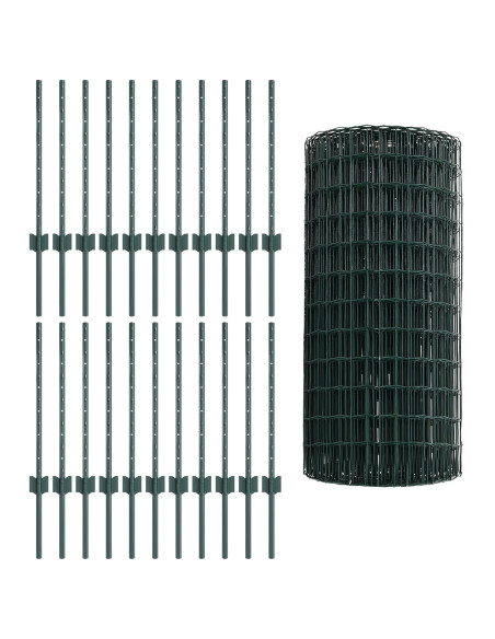 Recinzione Euro  Set di 3 Verde Acciaio zincato 50 x 0.6 m