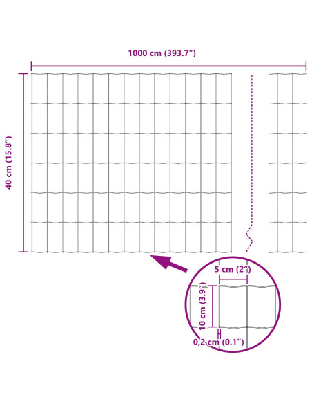 Recinzione con Posto Grigio 0,4 x 10 m Acciaio e PVC