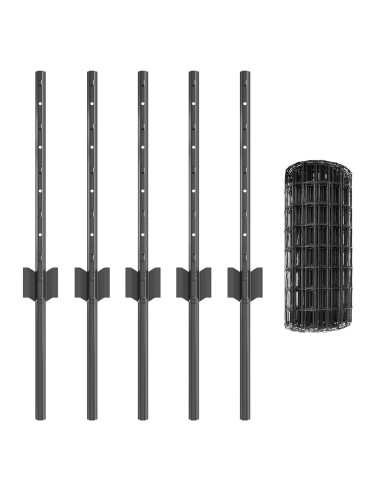 Recinzione con Posto Grigio 0,4 x 10 m Acciaio e PVC