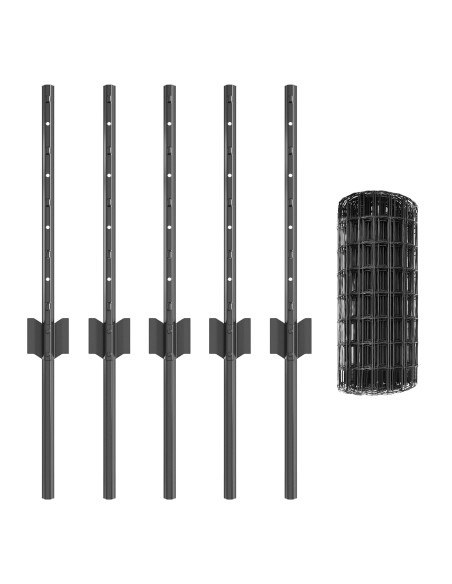 Recinzione con Posto Grigio 0,4 x 10 m Acciaio e PVC