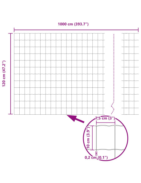 Recinzione con Posto Grigio 1,2 x 10 m Acciaio e PVC