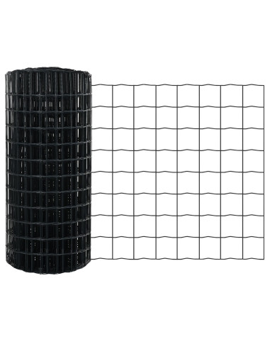 Recinzione con Posto Grigio 0,4 x 25 m Acciaio e PVC