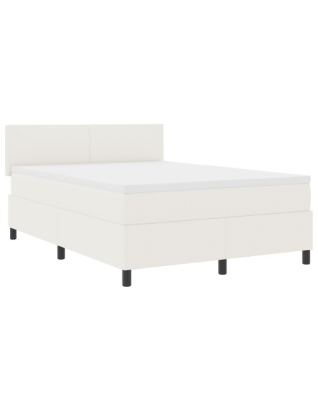 Letto a Molle  con Materasso Crema 140x200 cm Tessuto Corduroy